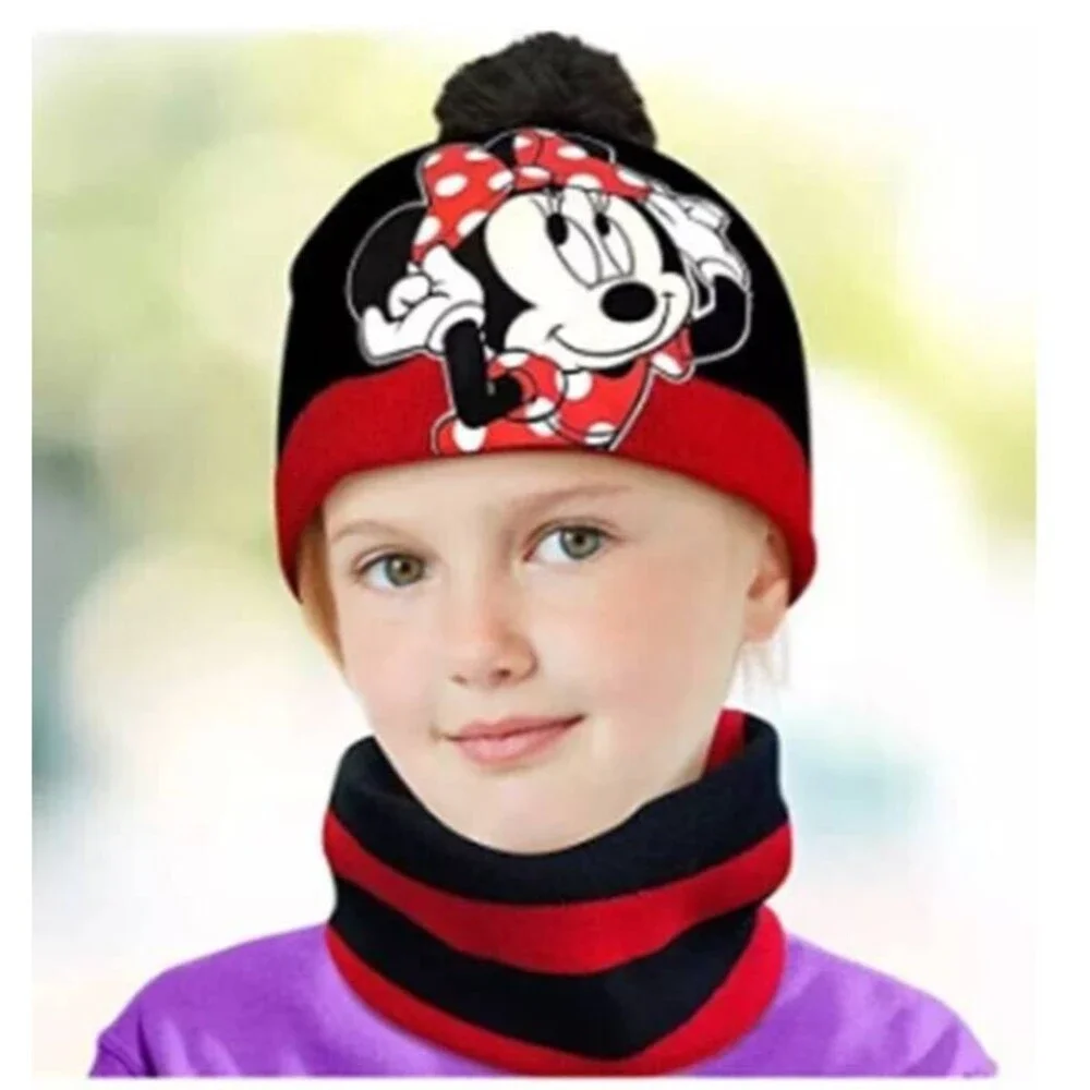 Disney Minnie Mouse Winter Pom Pom Beanie Gloves & Gaiter Set Age 4-7